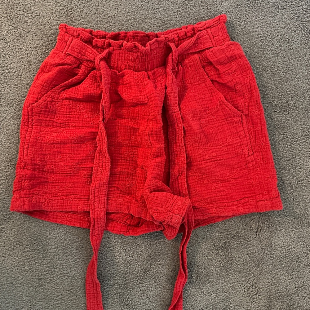 Knox Rose High Waist Red Shorts with Tie Detail